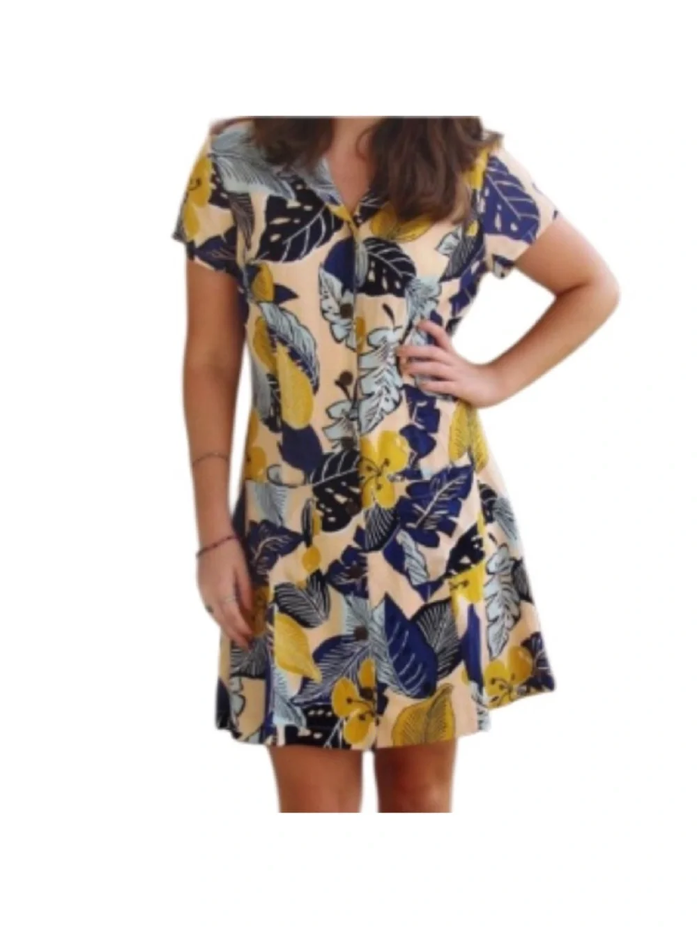 Urban Outfitters Silence and Noise Tropical Print Button Down Dress S - Picture 9 of 9
